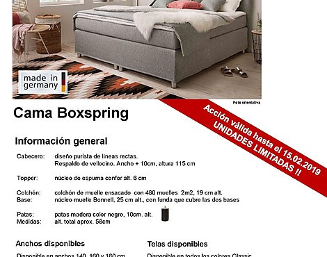 auténtica cama Boxspring Made in Germany - modelo KLIO