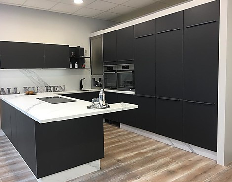 atractiva cocina con peninsula - laminado mate color antracita