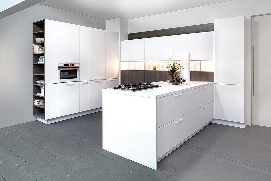 Cocina en U Zerox HPL Snow/Zerox Grey Real Oak (Rotpunkt Küchen)