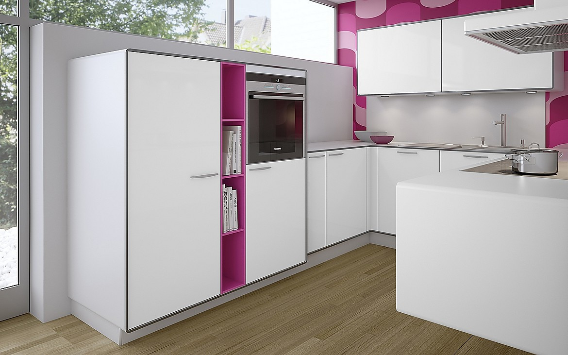 Frentes de Icy White con superficies en alto brillo Zuordnung: Stil Cocinas modernas, Planungsart Cocinas en U