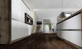 Cocinas de dos líneas como esta ofrecen ventajas prácticas, ya que la disposición de la cocina hace que los flujos de trabajo diarias en la cocina sean más fáciles. Además, esta cocina puntúa con su diseño moderno sin tiradores. Zuordnung: Stil Cocinas de diseño, Planungsart Cocinas en línea