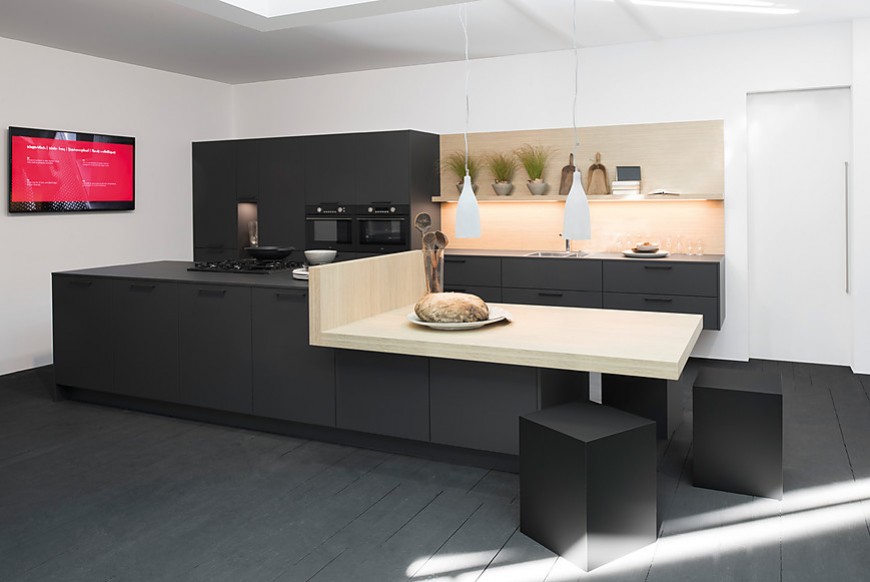 Cocina en isla con barra Zerox HPL Carbon (Rotpunkt Küchen)