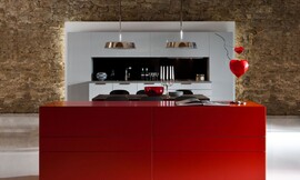 La unión de la cocina con la sala de estar Zuordnung: Stil Cocinas de lujo, Planungsart Cocinas en línea