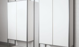 Armario columna blanco con elementos en aluminio Zuordnung: Stil Cocinas clásicas, Planungsart Cocinas con isla