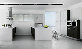 Este modelo de cocina propone crear dos espacios de trabajo, colocando el fregadero enfrente de la placa de cocción. Zuordnung: Stil Cocinas modernas, Planungsart Cocinas con isla